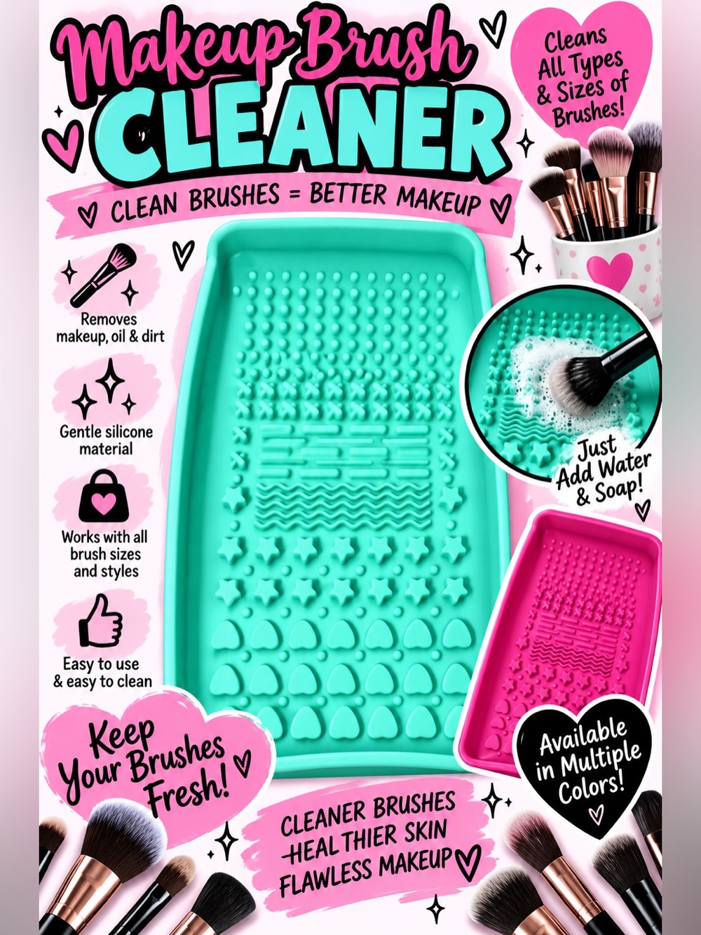Makeup Brush Cleaner Silicone Mat